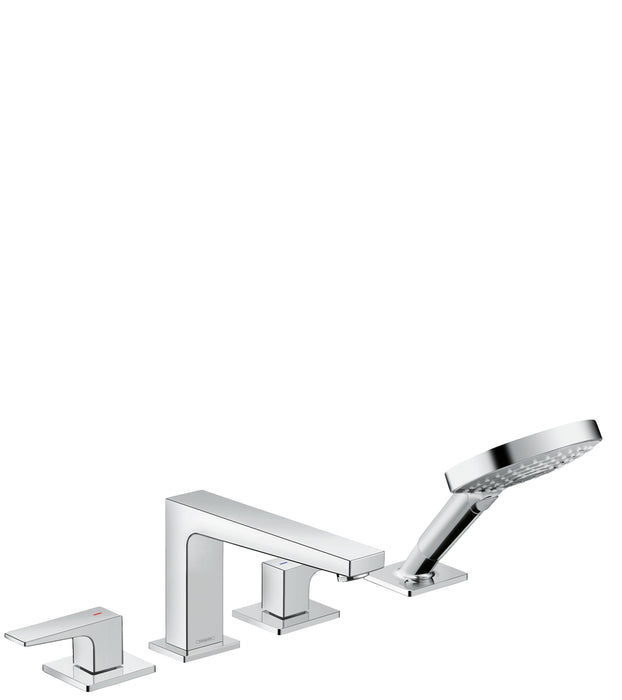 hansgrohe Metropol 4-Hole Roman Tub Set Trim with Lever Handles and 1.75 GPM Handshower