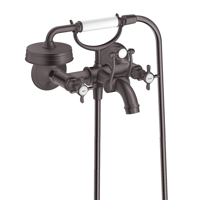 AXOR Montreux 2-Handle Wall-Mounted Tub Filler with Cross Handles and 1.8 GPM Handshower