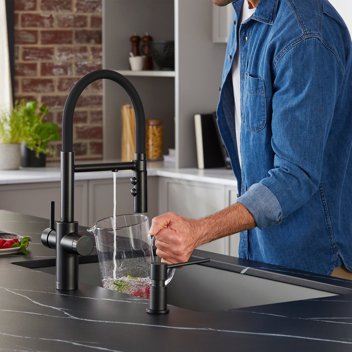 Matte Black - BLANCO Catris Flexo Filter-Ready Semi-Pro Pull-Down Dual-Spray Kitchen Faucet