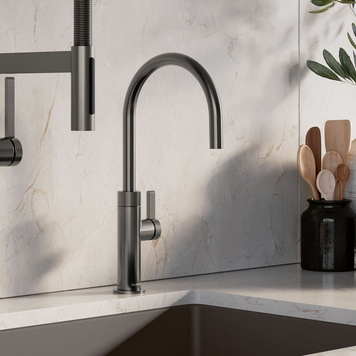 Satin Dark Steel - BLANCO Culina II High Arc Beverage Faucet - RO Compatible