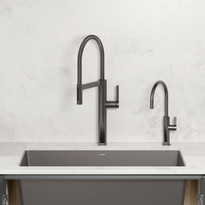 Satin Dark Steel - BLANCO Culina II High Arc Beverage Faucet - RO Compatible