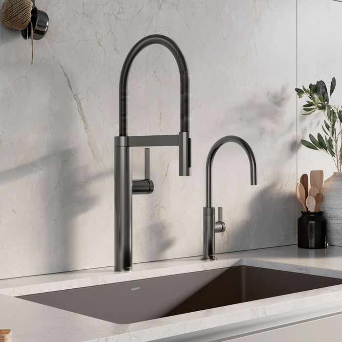 Satin Dark Steel - BLANCO Culina II High Arc Beverage Faucet - RO Compatible
