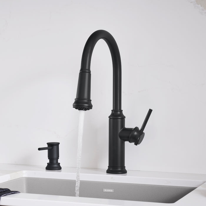 Matte Black - BLANCO Empressa High Arc Pull-Down Dual-Spray Kitchen Faucet