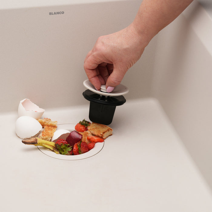 Soft White - BLANCO Essential Silgranit Color-Matched Disposal Flange Insert with Waste Scraper