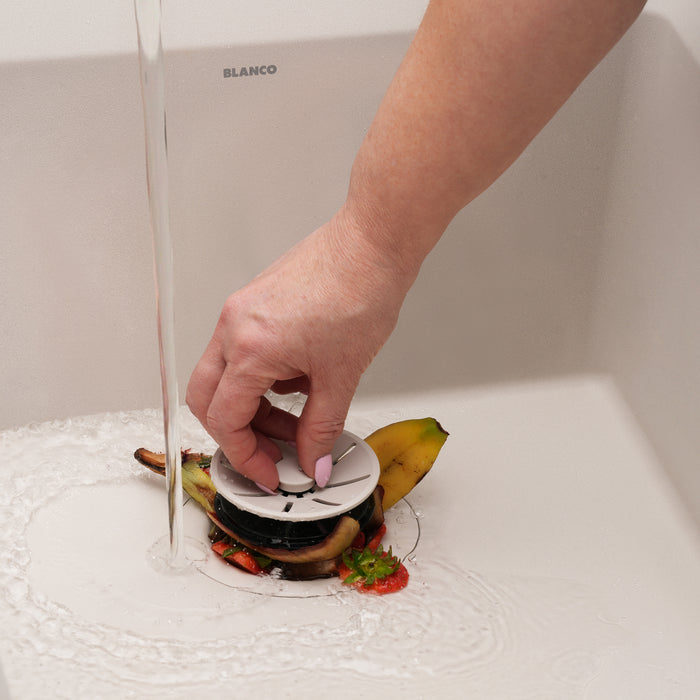 Soft White - BLANCO Essential Silgranit Color-Matched Disposal Flange Insert with Waste Scraper