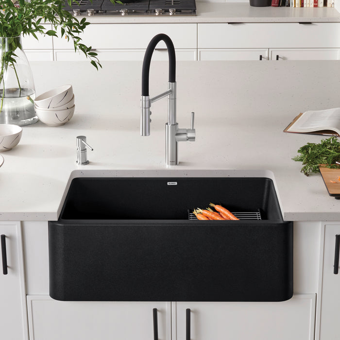 Anthracite - BLANCO Ikon SILGRANIT 30" Single Bowl Apron-Front Farmhouse Sink