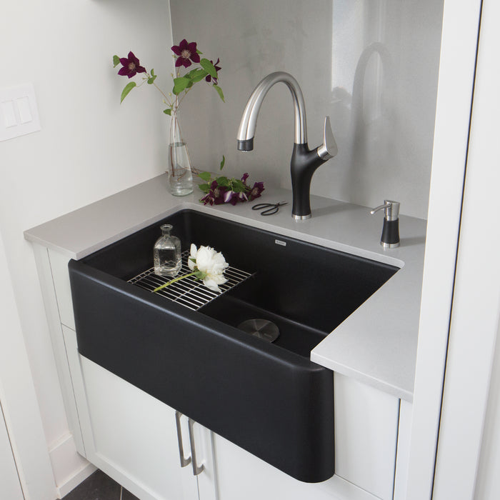 Anthracite - BLANCO Ikon SILGRANIT 30" Single Bowl Apron-Front Farmhouse Sink