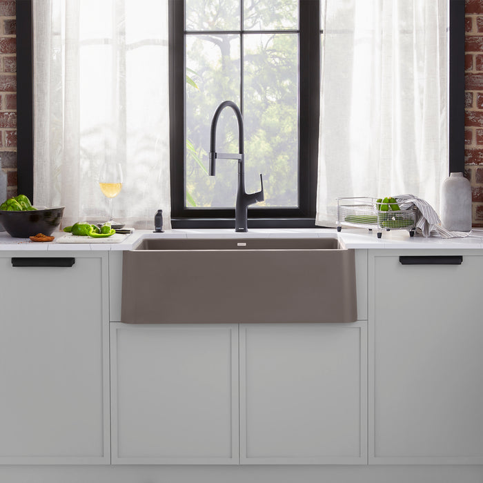 Volcano Gray - BLANCO Ikon SILGRANIT 30" Single Bowl Apron-Front Farmhouse Sink