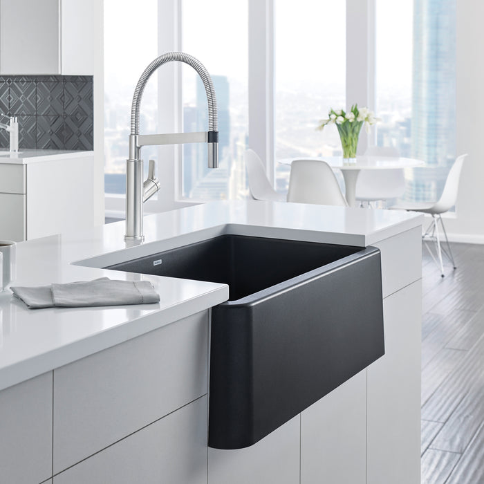 Anthracite - BLANCO Ikon SILGRANIT 33" Single Bowl Apron-Front Farmhouse Sink