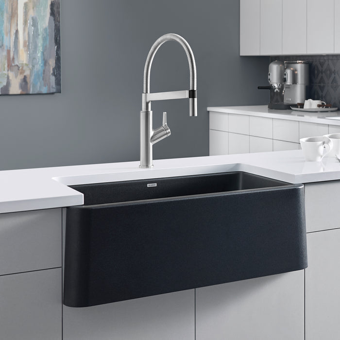 Anthracite - BLANCO Ikon SILGRANIT 33" Single Bowl Apron-Front Farmhouse Sink