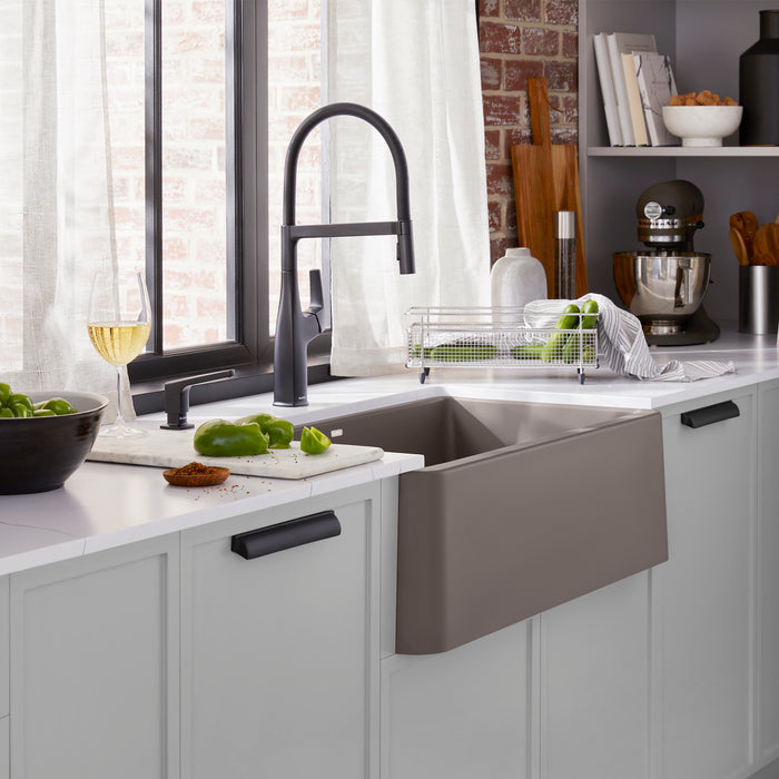 Volcano Gray - BLANCO Ikon SILGRANIT 33" Single Bowl Apron-Front Farmhouse Sink