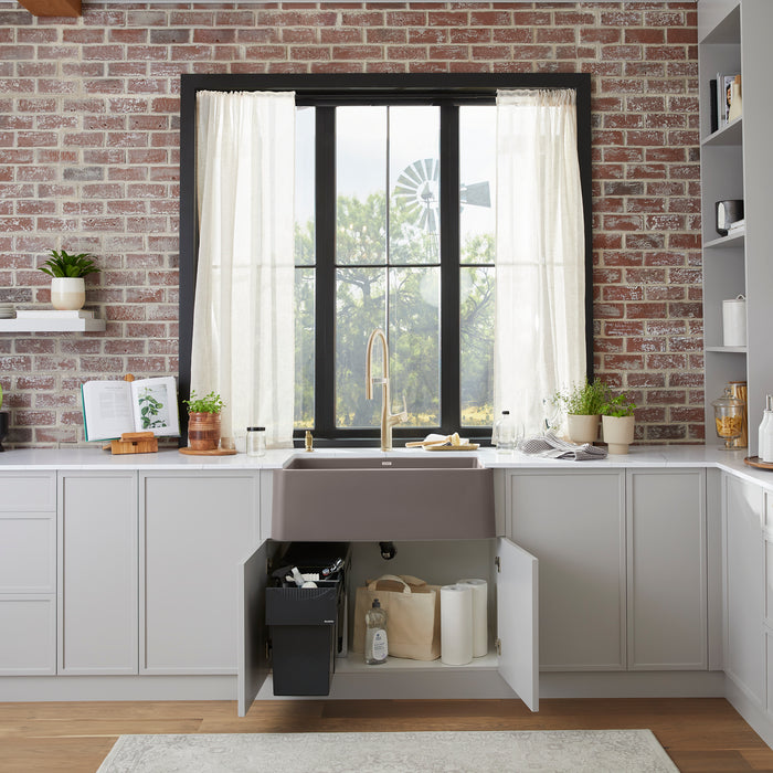 Volcano Gray - BLANCO Ikon SILGRANIT 33" Single Bowl Apron-Front Farmhouse Sink