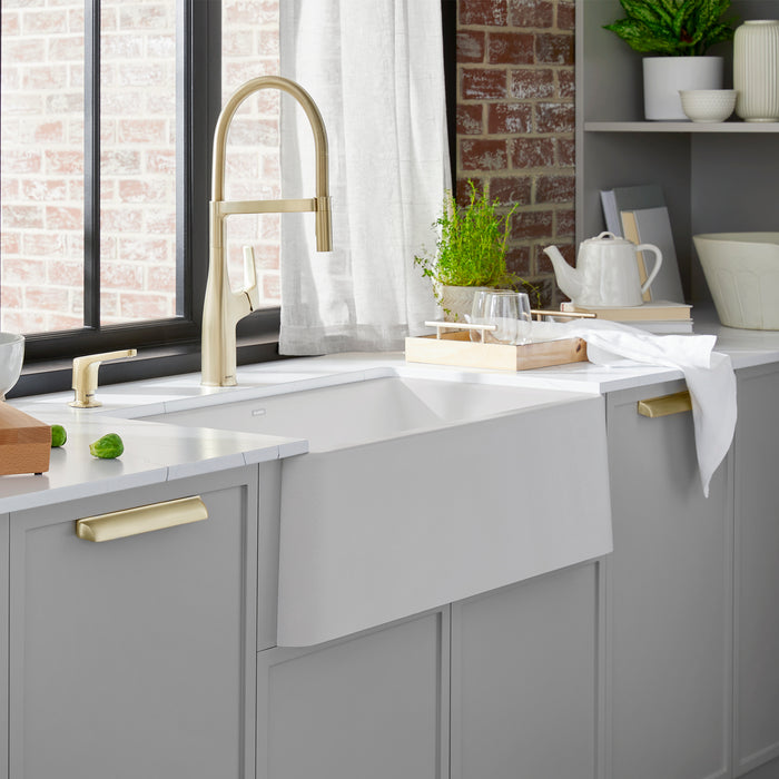 White - BLANCO Ikon SILGRANIT 33" Single Bowl Apron-Front Farmhouse Sink