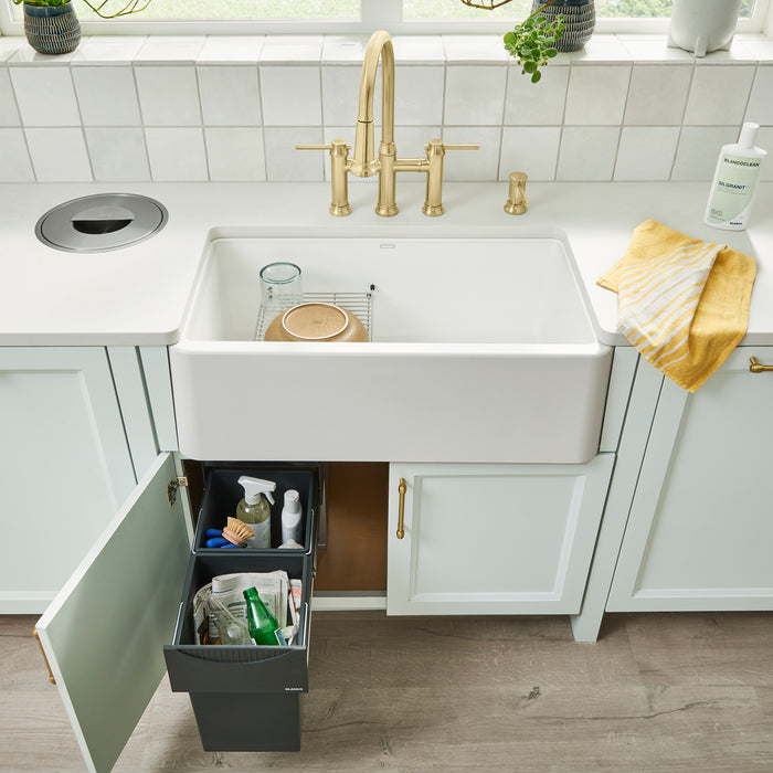 White - BLANCO Ikon SILGRANIT 33" Single Bowl Apron-Front Farmhouse Sink