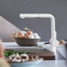 White - BLANCO Linus Low Arc Pull-Out Dual-Spray Kitchen Faucet