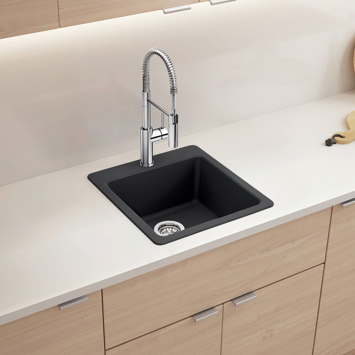 Coal Black - BLANCO Liven SILGRANIT 21" Single Bowl Dual Mount Kitchen Sink