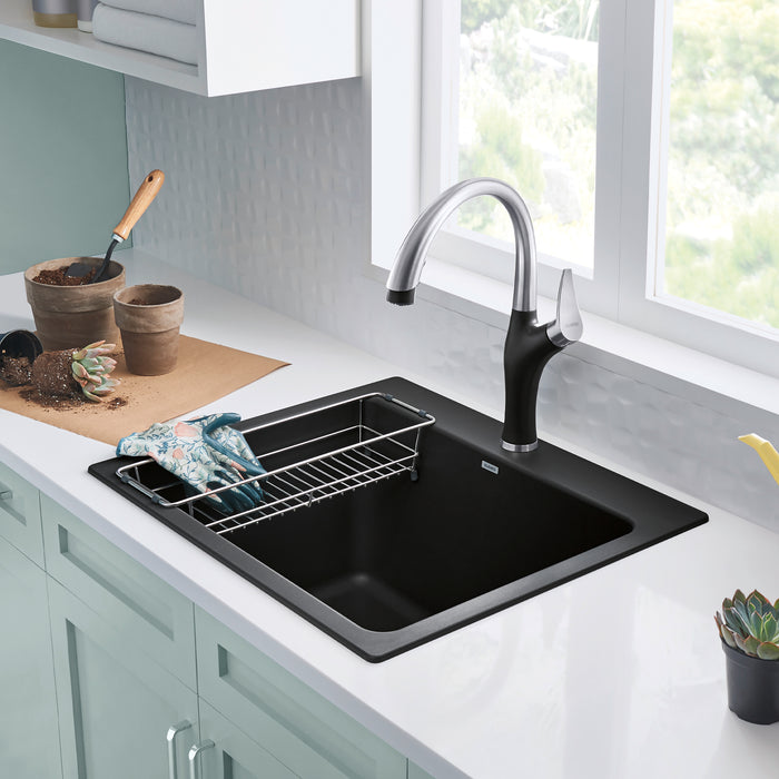 Anthracite - BLANCO Liven SILGRANIT 25" Single Bowl Dual Mount Laundry Sink