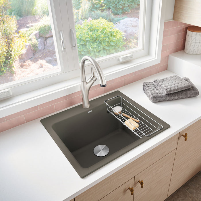 Volcano Gray - BLANCO Liven SILGRANIT 25" Single Bowl Dual Mount Laundry Sink