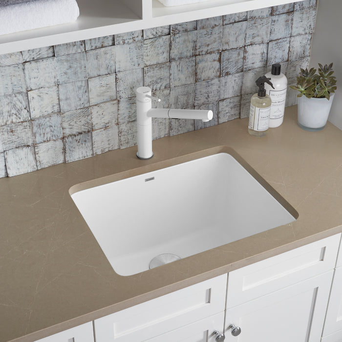White - BLANCO Liven SILGRANIT 25" Single Bowl Dual Mount Laundry Sink