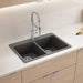 Cinder - BLANCO Liven SILGRANIT 33" 50/50 Double Bowl Dual Mount Kitchen Sink with Low Divide