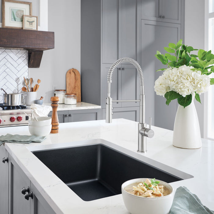 Anthracite - BLANCO Liven SILGRANIT 33" Super Single Dual Mount Kitchen Sink
