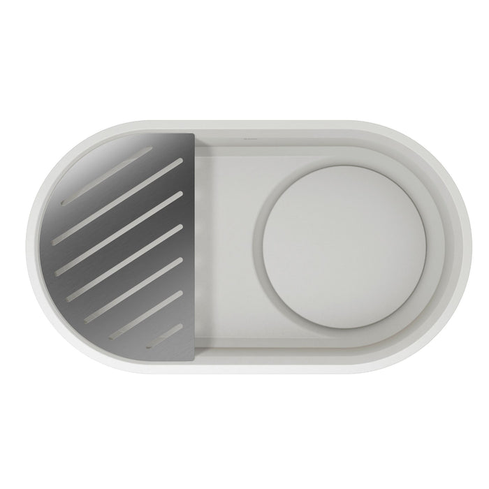 Stainless Steel - BLANCO Oovalon Drain & Accessory Bundle - Includes Top Grid, Basket Strainer and Drain Button - Brushed Stainless Steel