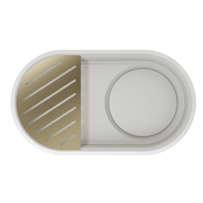 Satin Gold - BLANCO Oovalon Drain & Accessory Bundle - Includes Top Grid, Basket Strainer and Drain Button