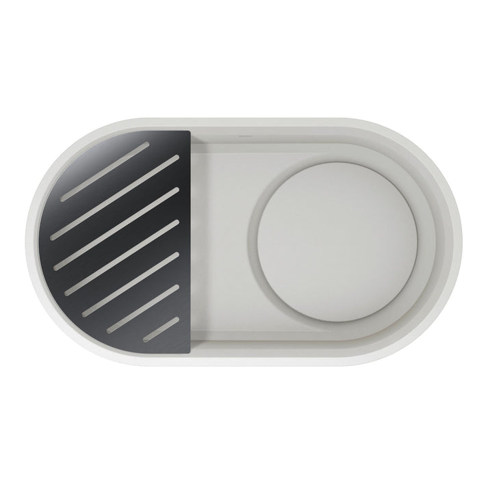Satin Platinum - BLANCO Oovalon Drain & Accessory Bundle - Includes Top Grid, Basket Strainer and Drain Button