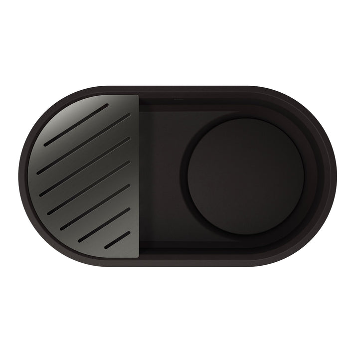 Satin Platinum - BLANCO Oovalon Drain & Accessory Bundle - Includes Top Grid, Basket Strainer and Drain Button