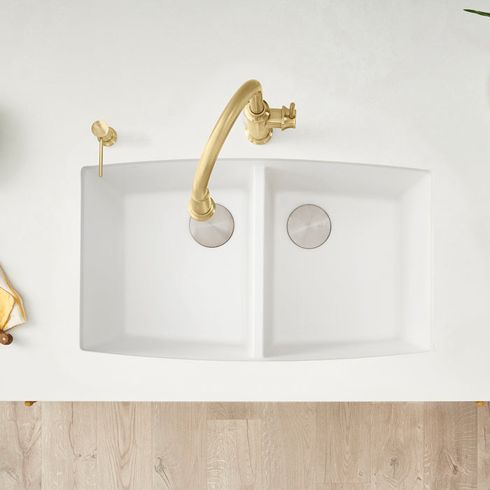 White - BLANCO Performa SILGRANIT 33" 50/50 Double Bowl Undermount Kitchen Sink