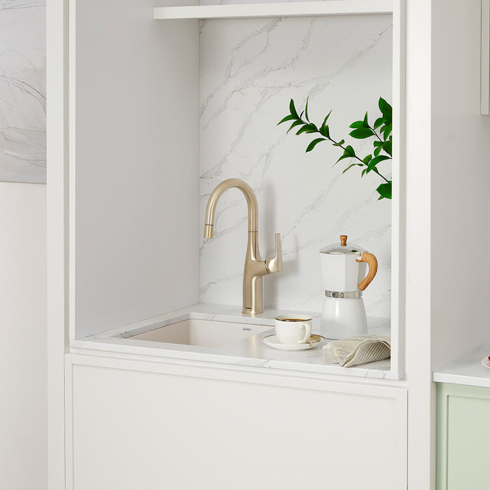 Soft White - BLANCO Precis SILGRANIT 13" Undermount Bar Sink