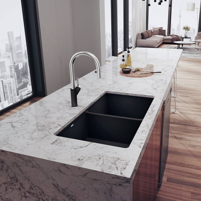 Anthracite - BLANCO Precis SILGRANIT 29" 50/50 Double Bowl Undermount Kitchen Sink