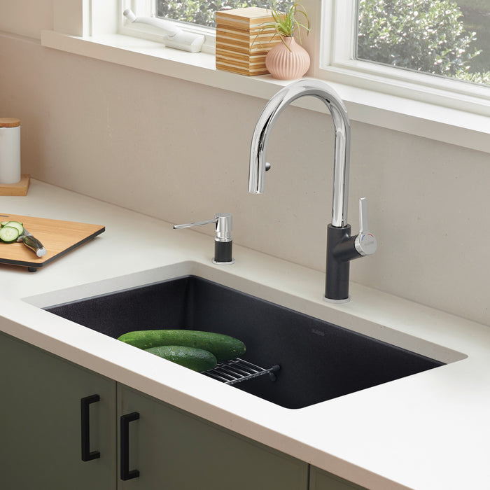Coal Black - BLANCO Precis SILGRANIT 30" Single Bowl Undermount Kitchen Sink