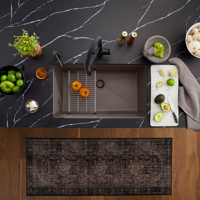 Volcano Gray - BLANCO Precis SILGRANIT 30" Single Bowl Undermount Kitchen Sink