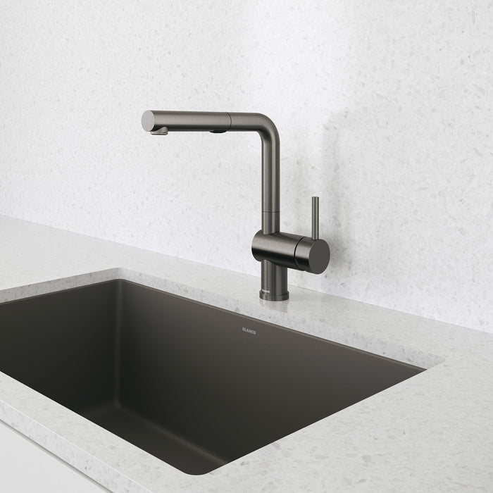 Volcano Gray - BLANCO Precis SILGRANIT 30" Single Bowl Undermount Kitchen Sink