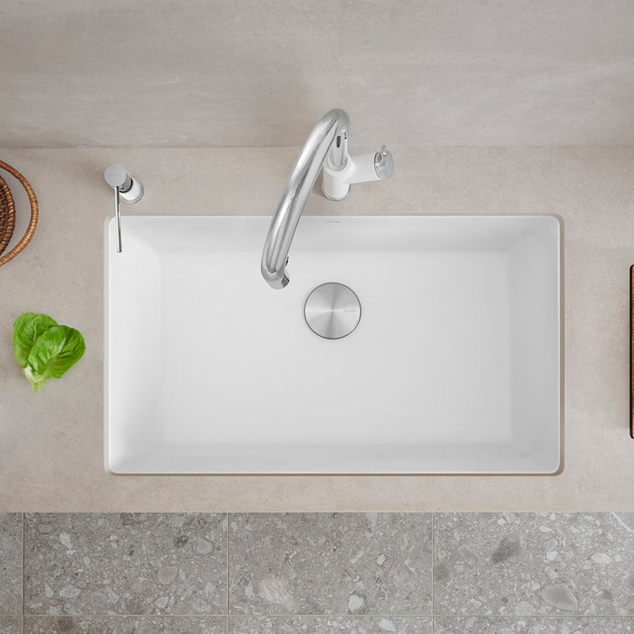 White - BLANCO Precis SILGRANIT 32" Super Single Undermount Kitchen Sink