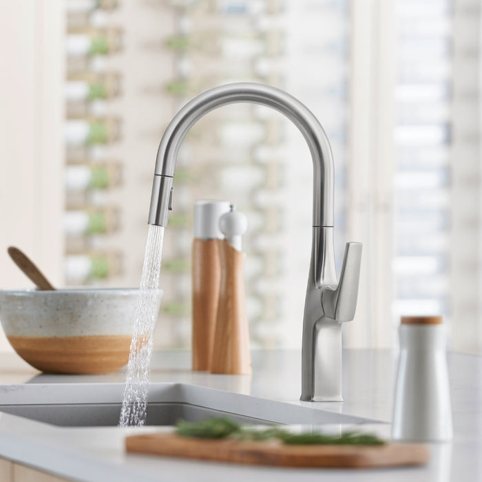 Pvd Steel - BLANCO Rivana High-Arc Pull-Down Dual-Spray Kitchen Faucet