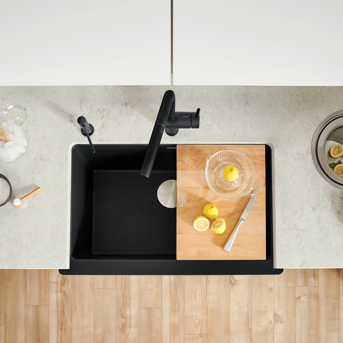 Coal Black - BLANCO Vintera SILGRANIT 30" Single Bowl Apron-Front Farmhouse Sink