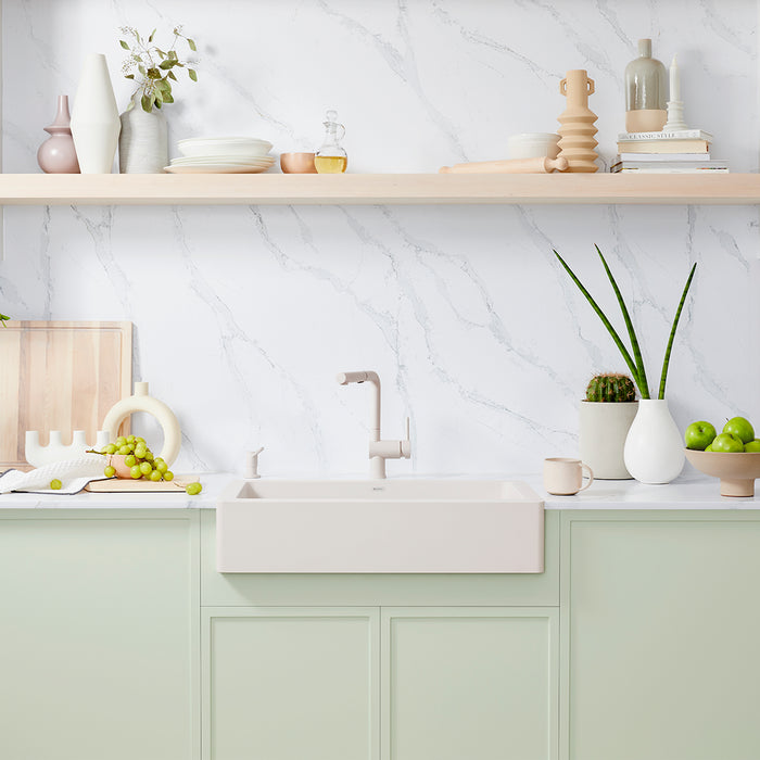 Soft White - BLANCO Vintera SILGRANIT 30" Single Bowl Apron-Front Farmhouse Sink