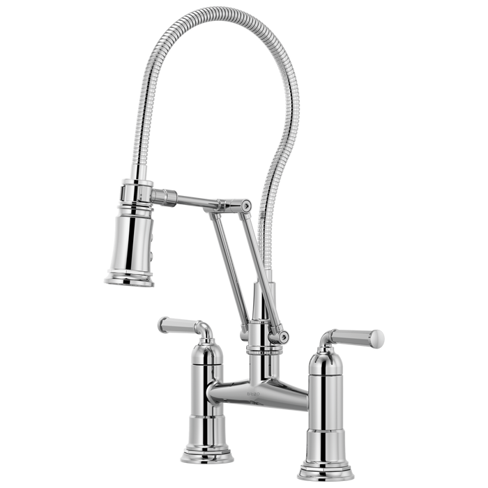 Articulating Bridge Faucet with Finished Hose