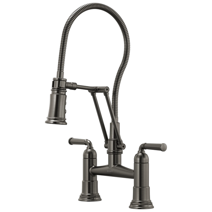 Articulating Bridge Faucet with Finished Hose