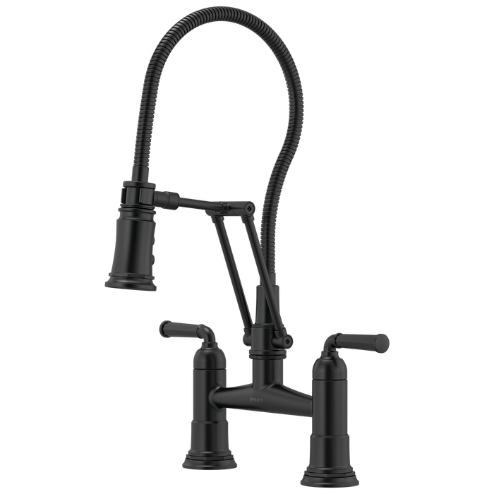 Articulating Bridge Faucet with Finished Hose