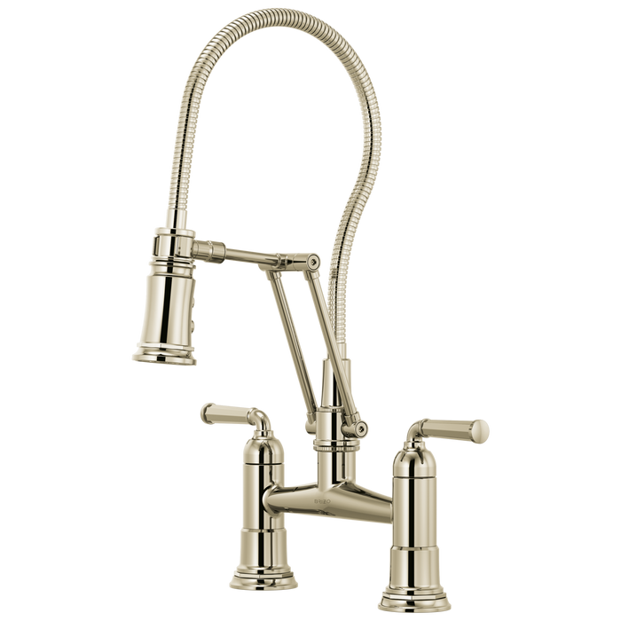 Articulating Bridge Faucet with Finished Hose