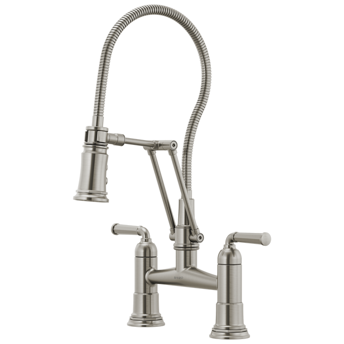 Articulating Bridge Faucet with Finished Hose