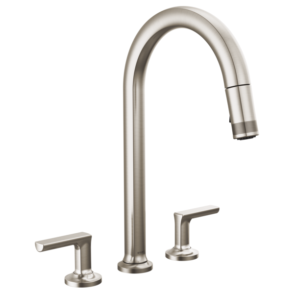 Brizo Kintsu: Widespread Pull-Down Faucet with Arc Spout - Less Handles