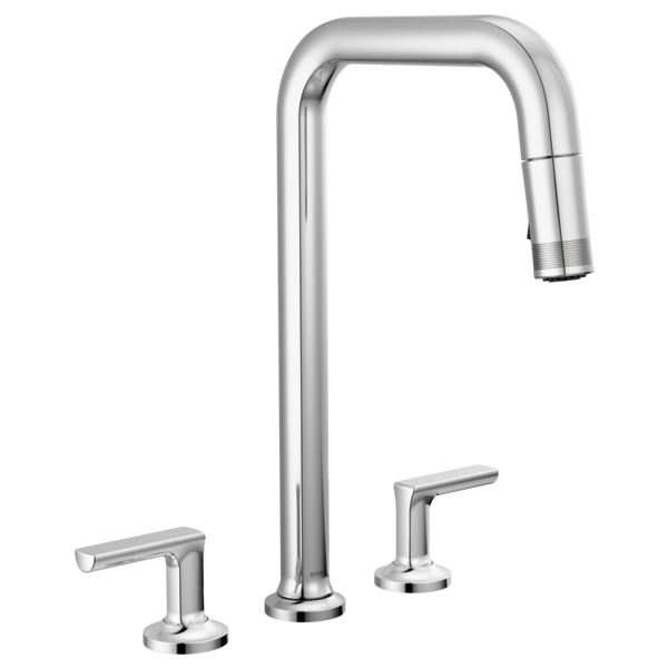 Brizo Kintsu: Widespread Pull-Down Faucet with Square Spout - Less Handles