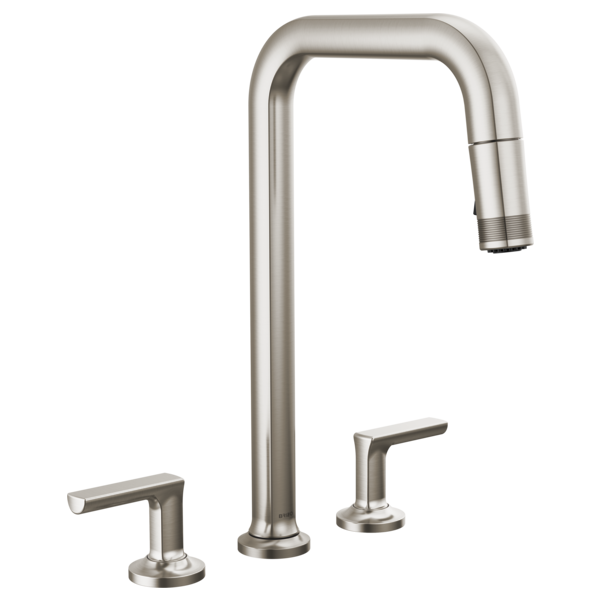 Brizo Kintsu: Widespread Pull-Down Faucet with Square Spout - Less Handles