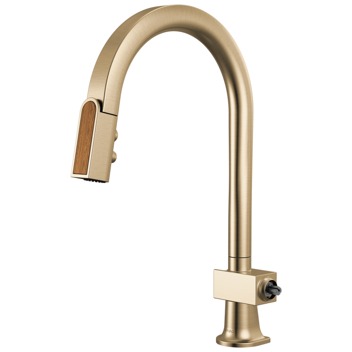 Brizo Frank Lloyd Wright 63022LF Pull-Down Kitchen Faucet with Arc Spout and Wood Wand - Less Handle