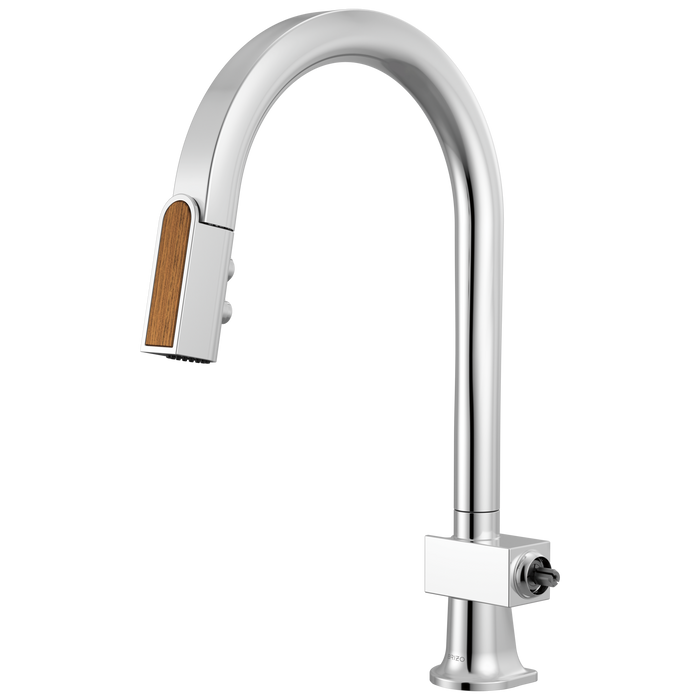 Brizo Frank Lloyd Wright 63022LF Pull-Down Kitchen Faucet with Arc Spout and Wood Wand - Less Handle