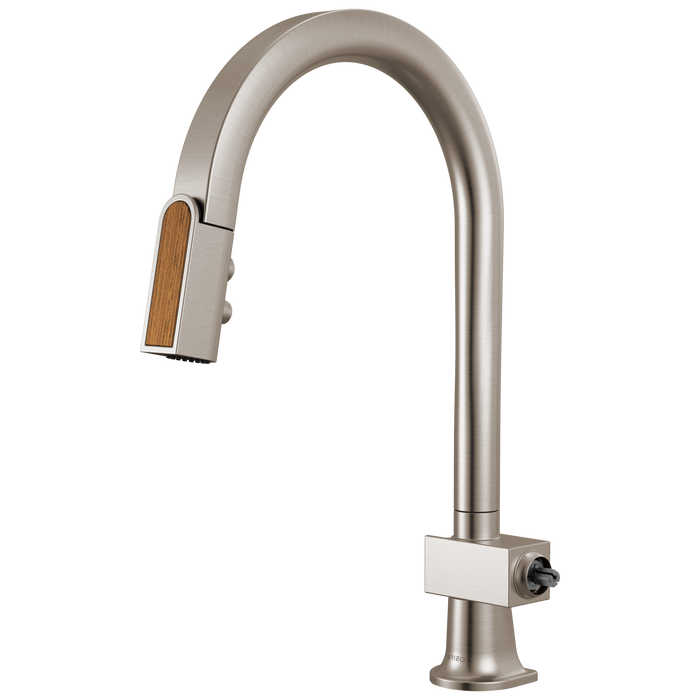Brizo Frank Lloyd Wright 63022LF Pull-Down Kitchen Faucet with Arc Spout and Wood Wand - Less Handle